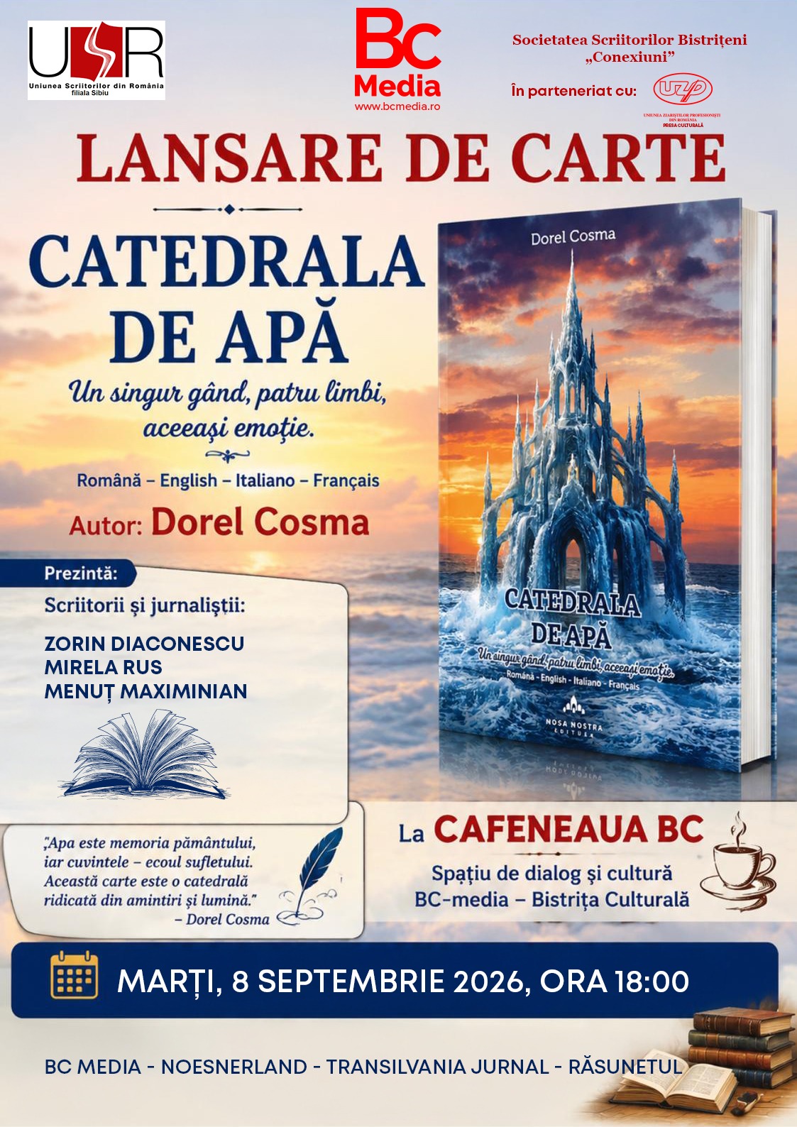 Lansare: Dorel Cosma, Catedrala de apă, Nossa Nostra, Bistrița, 2026